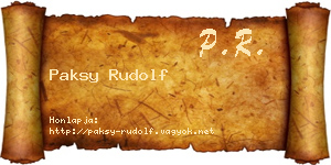 Paksy Rudolf névjegykártya